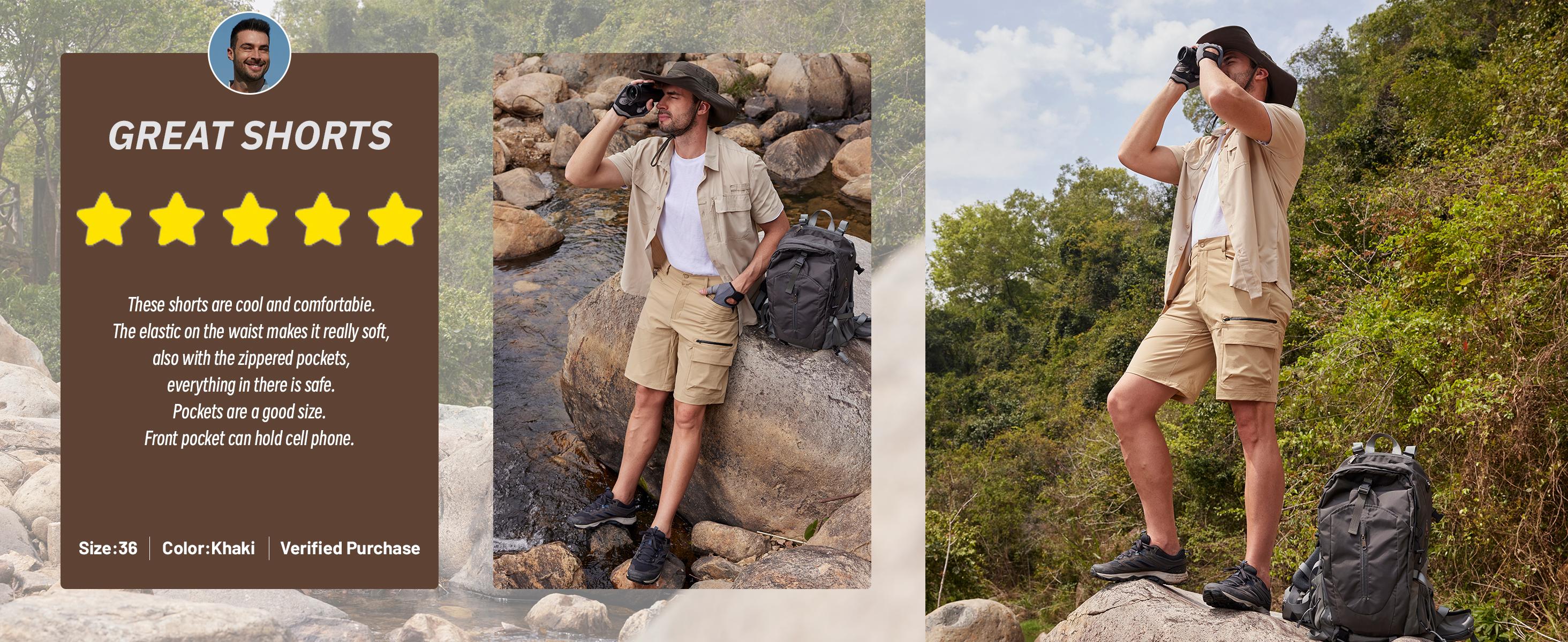 MAGCOMSEN Men's Hiking Cargo Shorts 9" Quick Dry Lightweight Summer Casual Shorts for Men Work Golf Outdoor 5 Pockets Outdoorfun MAGCOMSEN Men's Hiking Cargo Shorts 9" Quick Dry Lightweight Summer Casual Shorts for Men Work Golf Outdoor 5 Pockets Outdoorfun