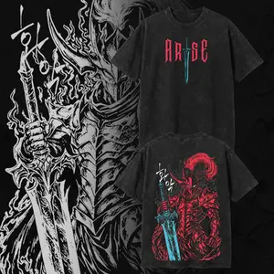[Otaku Drip] Igris Vintage Washed Oversized T-Shirt & Hoodie – Solo Leveling, Shadow Knight Commander Anime Graphic, Absolute Loyalty And Silent Blade Theme, Heavyweight Cotton Streetwear Unisex