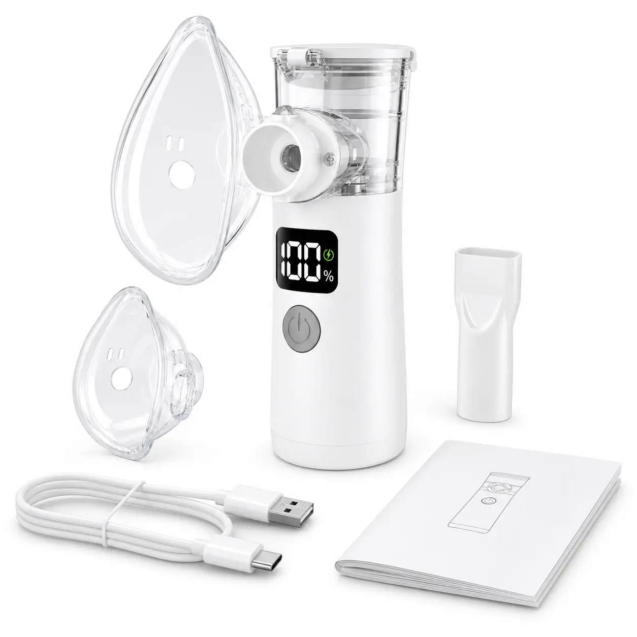Portable Nebulizer for Home & Travel – Rechargeable Handheld Machine with 2 Mist Modes, Self-Cleaning & 2 Masks for Adults Kids