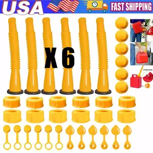 6-Piece Gas Can Spout Nozzle and Vent Kit, Replacement Spouts for Plastic Gas Cans, Compatible with Old Style Caps, Durable & Easy-to-Install Design