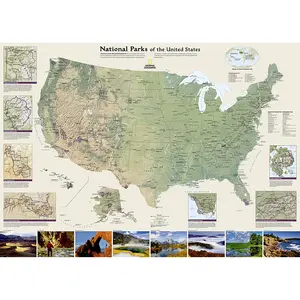 National Parks of the United States [Laminated] - National Park Map with Detailed Information and Geographic Features