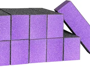 Nail Buffer Sanding Block Polisher Buffing File 100/180 Grit 3 Sides Nail Files Art Pedicure Manicure File(Black Purple)