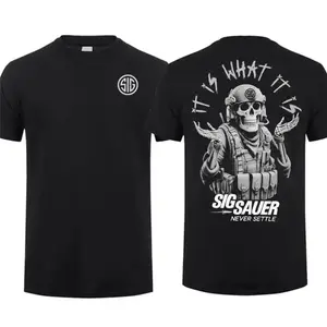 It Is What It Is Sig Sauer Never Settle T Shirt Unisex Short Sleeve Casual 100 Cotton Military Style Tactical Gear Menswear Streetwear Soft Comfortable Cool High Quality Daily Wear Outdoor Training Birthday Gift For Him Christmas Present