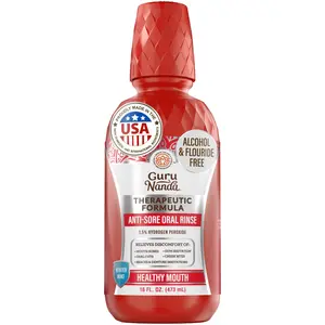 GuruNanda Therapeutic Formula Anti-Sore Oral Rinse Mouthwash with 1.5% Hydrogen Peroxide - 1L
