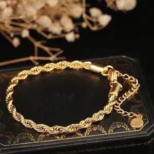 24K Gold-Plated Twisted Multi-Layer Bracelet – Adjustable Elegant Fashion Jewelry Gift for Women