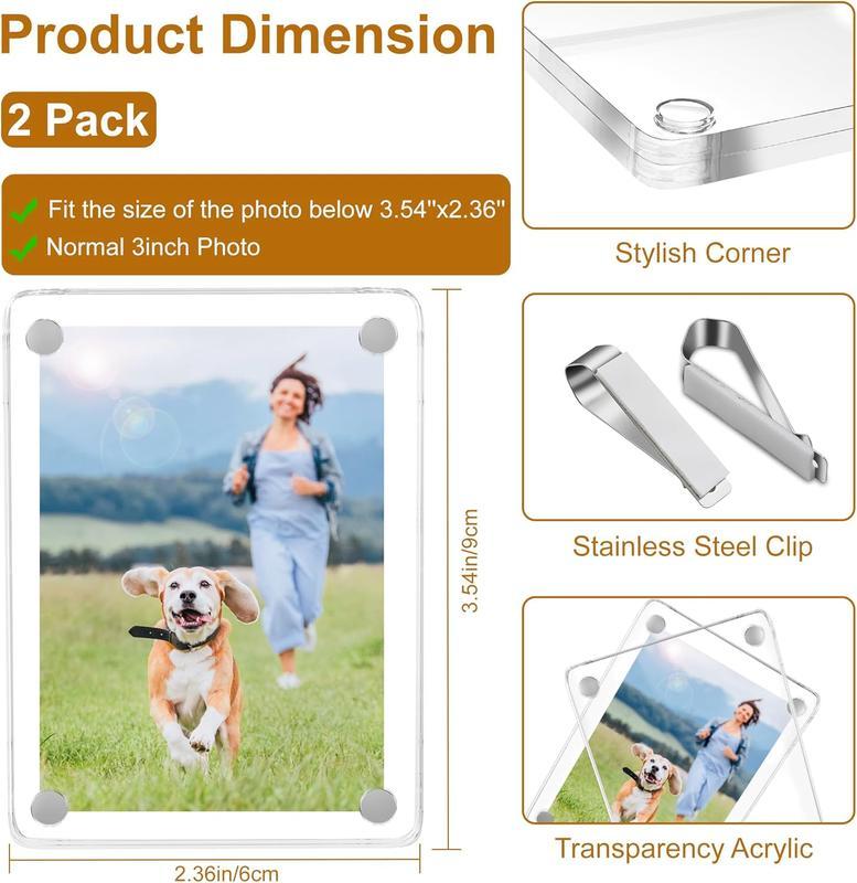 Magnetic Car Sun Visor Photo Clips Clear Acrylic Display Frames for Family Pet Photos Easy Clip Driver Gift Daily Use Set Vehicle