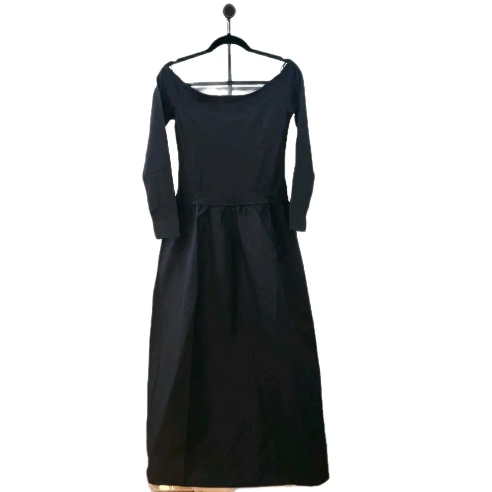 NWT Mango Black Off-Shoulder Midi Dress – Size 6