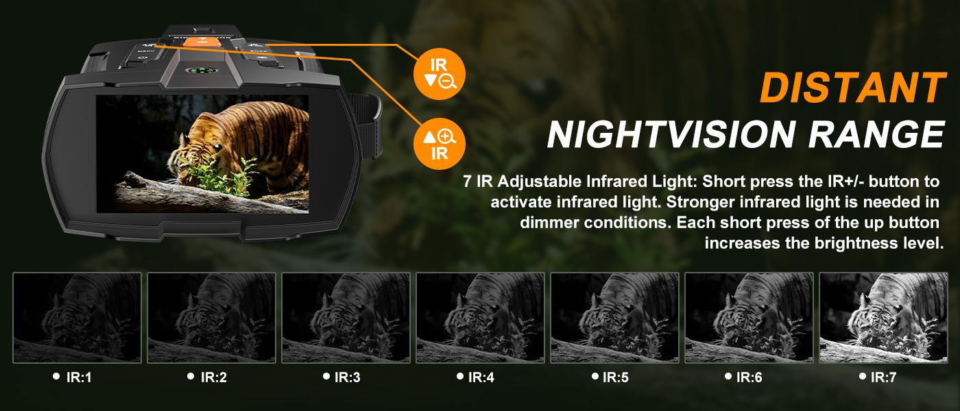 MINENER 4K Night Vision Goggles 4.5 NiteHawk Binoculars with 32GB SD Card 7 Levels Infrared  Monocular for Wildlife, Security,Hunting