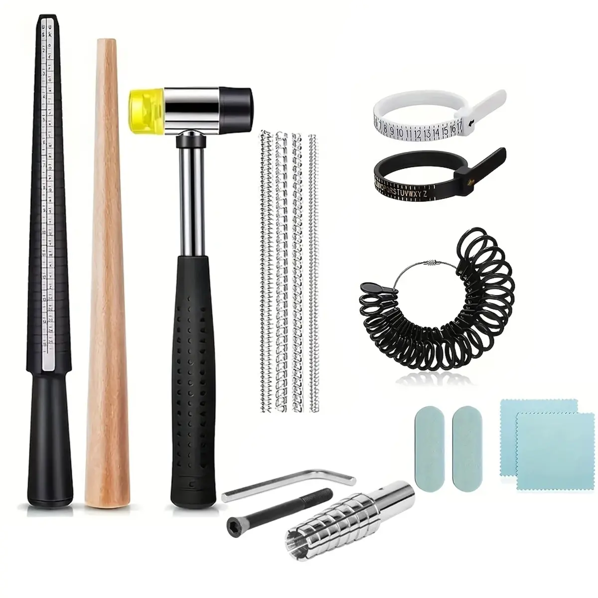 17PCS Ring Repair & Sizing Tool Kit | Ring Enlarging Measuring & Care Set For Gold Silver Rings, Jewelry Cleaner, Diy Jewelry Tools
