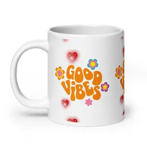 Sturdy White Glossy Ceramic Coffee Mug - 11/15/20oz Drink Cup, Dishwasher & Microwave Safe, Summervibes