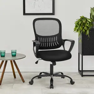 Home Office Chair, Mid Back, Executive Height Adjustable, Swivel Task, Lumbar Support, Armrests, Mesh Design for Home and Work