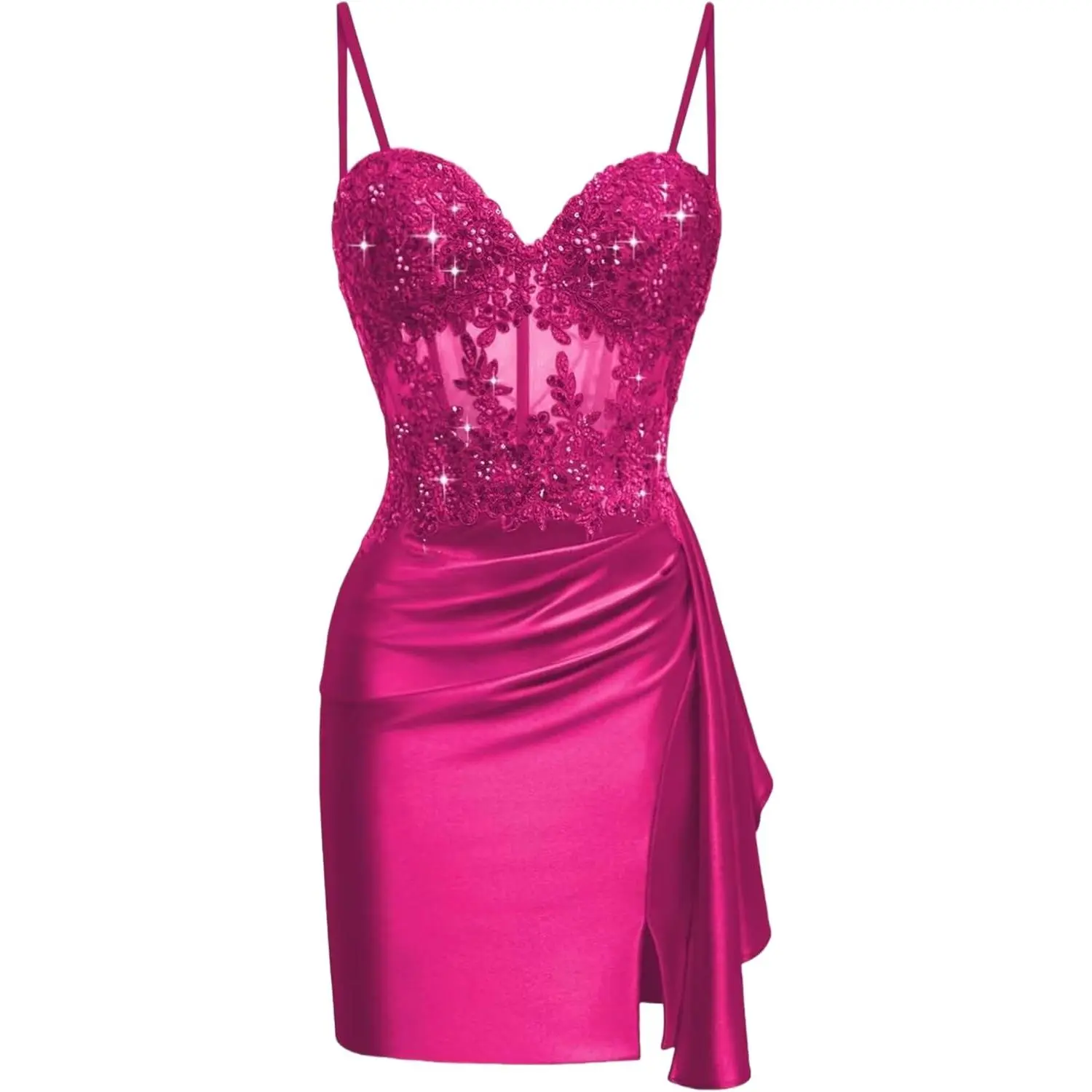 Sequin Homecoming Dresses Short for Teens Mini Lace Satin Bodycon Prom Cocktail Party Gown for Women