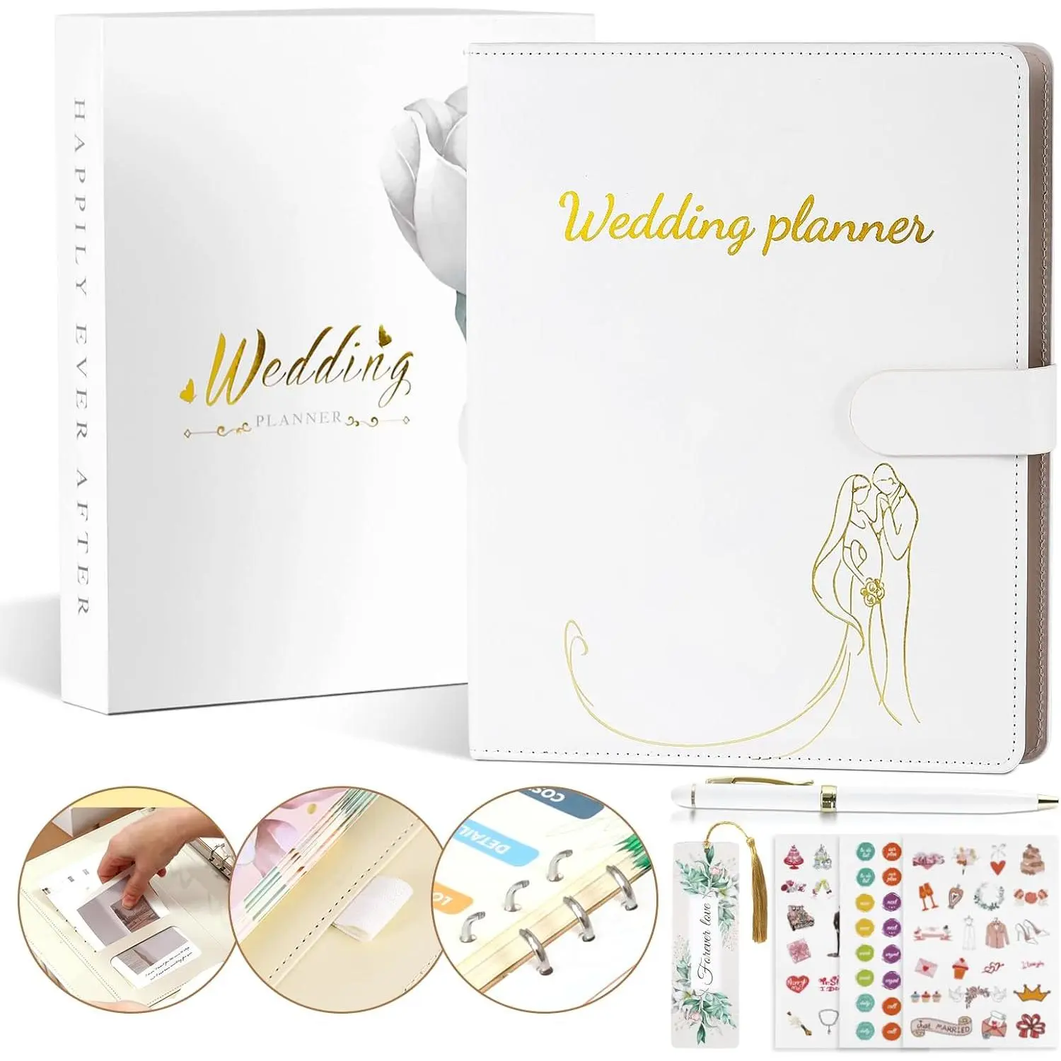 Comprehensive Wedding & Engagement Planning Organizing Binder, Office Stationery Personal Organizer for Brides
