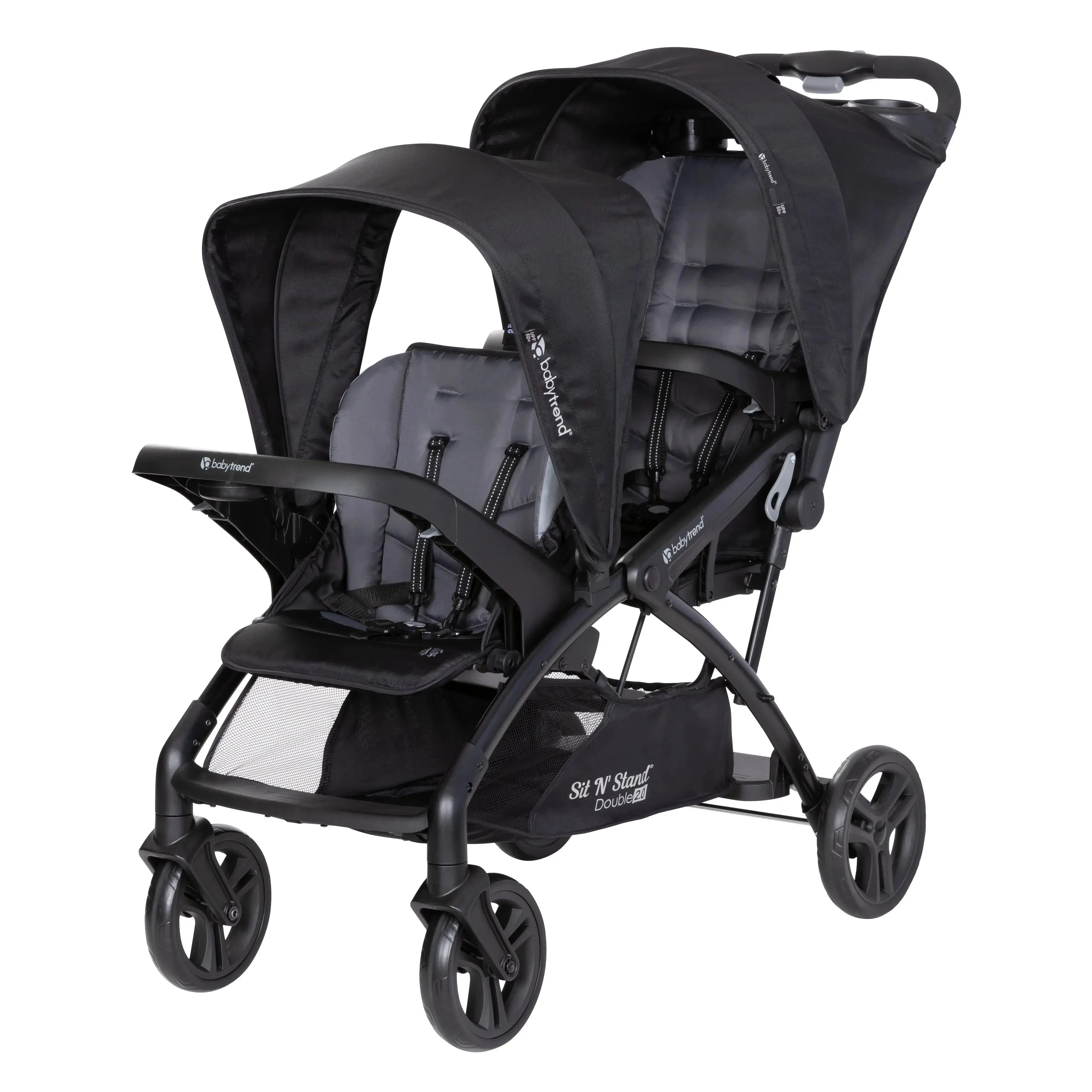 Baby Trend® Sit N Stand® Lightweight Foldable Double 2.0 Stroller w/ Removable 2 Panel Fully Ratcheting Canopy
