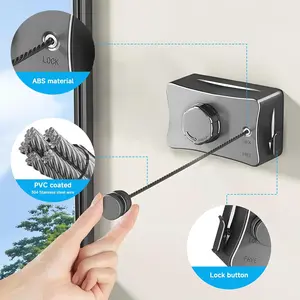 Retractable Clothes Line - Wall Mounted Indoor and Outdoor Clotheslines - Durable, Space-Saving, and Easy to Install Laundry Line Solution Accessories