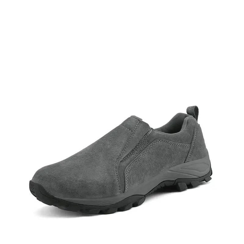 NORTIV 8 Men's Leather Slip-On Moc Loafer Footwear, Fashion Cushioned All-Season Casual Walking Shoes with High-Traction Rubber Outsole, Breathable Comfort, Slip-On Moc Loafers, Foam, Elastic, Leather Panels, All Seasons, Hands Free Slip-Ins Casual Traine