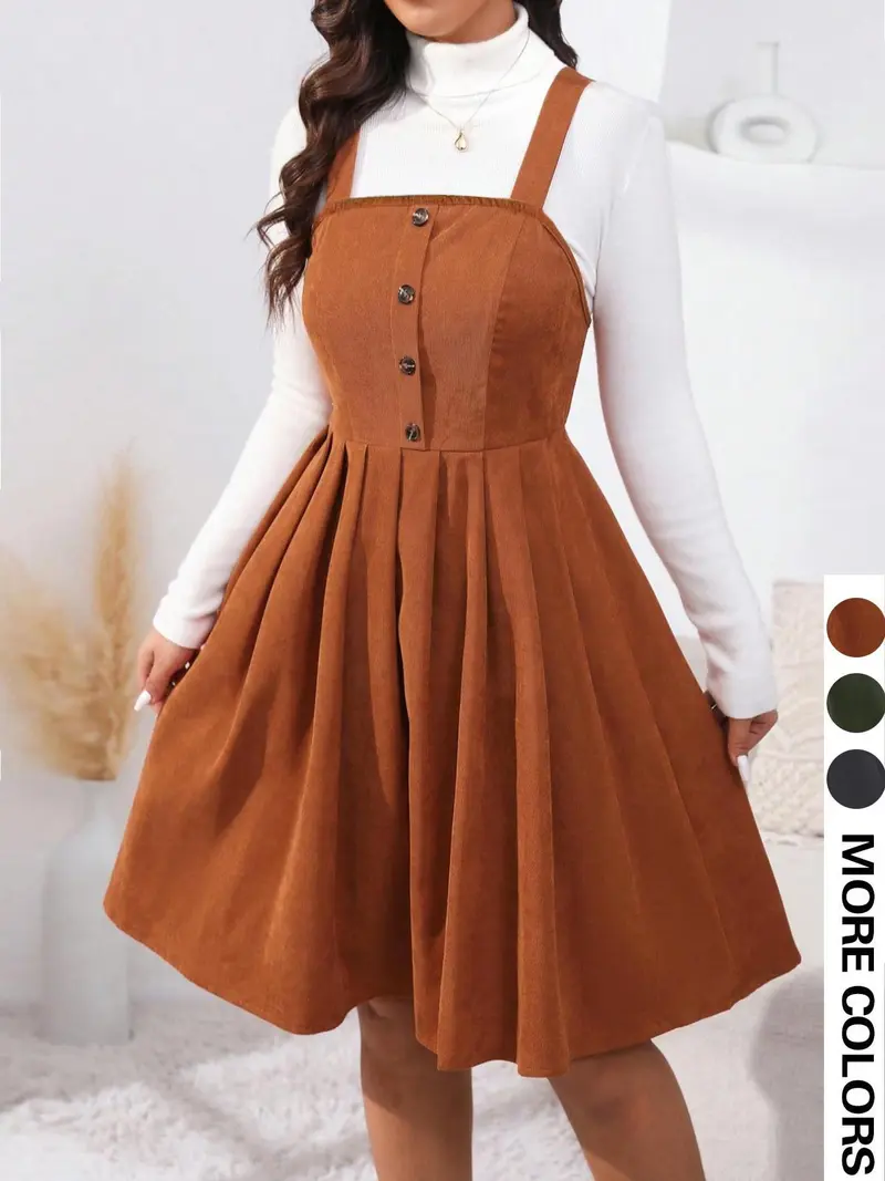 slim fit dress slacks Becca Brown Corduroy Strapless Dress main image 0