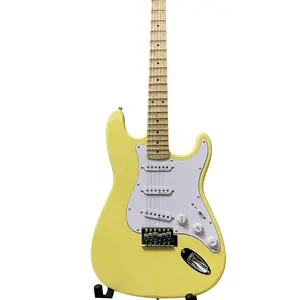 New ST Cream Yellow Electric Guitar SSS Pickups Maple Fretboard