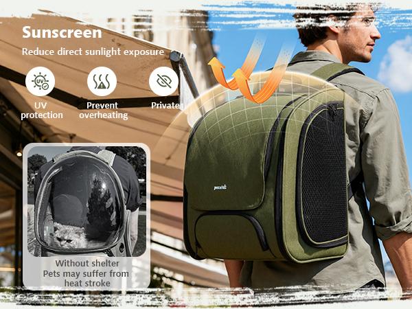 Pecute Space Capsule Pet Backpack Animal Carrier - Expandable Large Capacity, Breathable, UV-Protective for Cats and Puppies