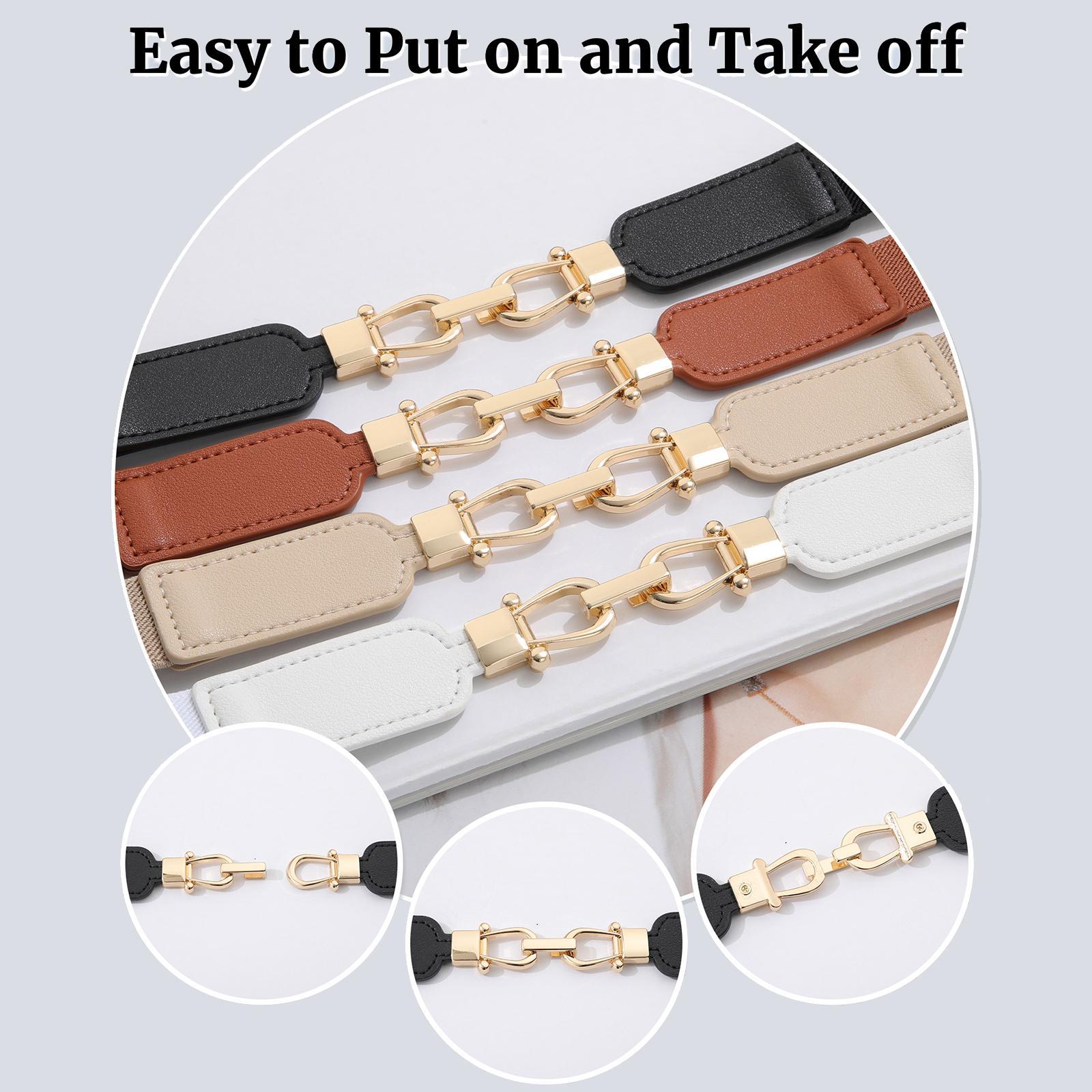 2/3Piece Suit Women's Belt Pack Skinny Stretch Belt Elastic Leather Waist Belt with Light Gold Buckle Ladies Thin Belt for Dress Jeans(70/80/90cm) 2/3Piece Suit Women's Belt Pack Skinny Stretch Belt Elastic Leather Waist Belt with Light Gold Buckle Ladies Thin Belt for Dress Jeans(70/80/90cm)