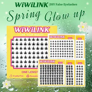 WIWILINK Professional California Sunset & Freya DIY Lash Extension Clusters - 8-16mm Ultra-Thin Transparent Band Volume Lashes, C/D Curl Anime Manga False Eyelashes, Natural Lightweight, Easy Apply (Single Length SKU, No Tools)