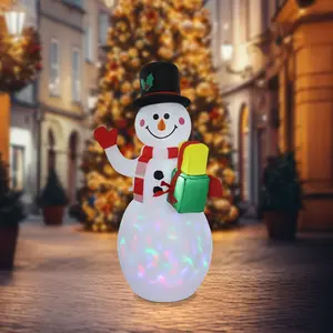 CNCEST 5ft Inflatable Snowman with Lights, Outdoor Christmas Decoration with Blower Color Changing LED Yard Decor for Lawn, Garden & Holiday Parties
