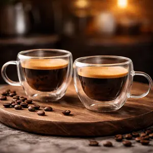 Double Wall Espresso Cups – 2.7oz Glass Espresso Shot Cups (Set of 2)