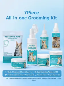 PetCare Essentials 7Piece All-in-one Grooming Kit for Dogs & Cats Portable No Water Needed Easy Carry for Road Trips Vacations Camping