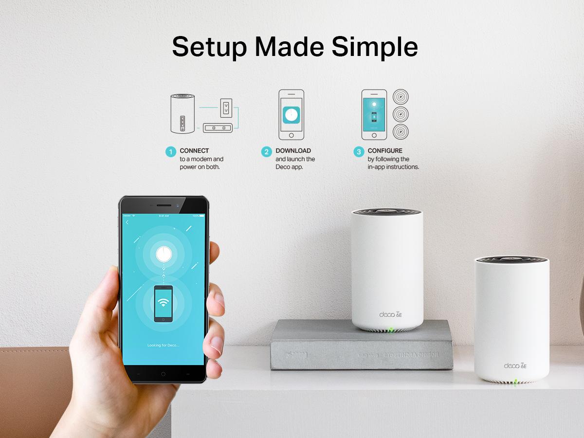 TP-Link Deco XE75 (3-pack) Wi-Fi 6E Tri-Band AXE5400 Mesh System – 7200 Sq.Ft Coverage, AI-Driven Mesh, 6GHz Band, Engadget Rated Best Mesh for Most People, Replaces WiFi Router and Extender