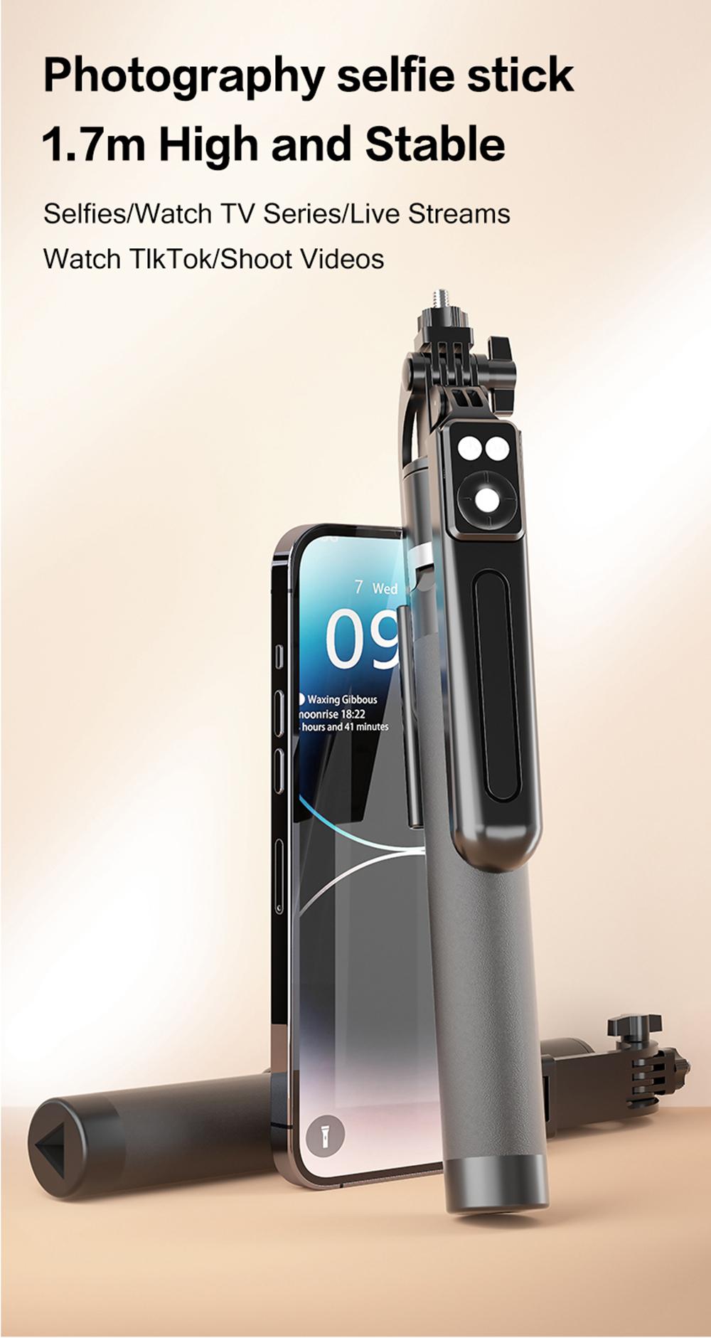 keai 67" Stainless Steel Cellphone Tripod-Selfie Stick with Bluetooth Remote, Upgraded Stable Stand, for Selfies/Vlogging, Compatible with iPhone/Android Smartphones, Travel-Friendly Mobile Accessories