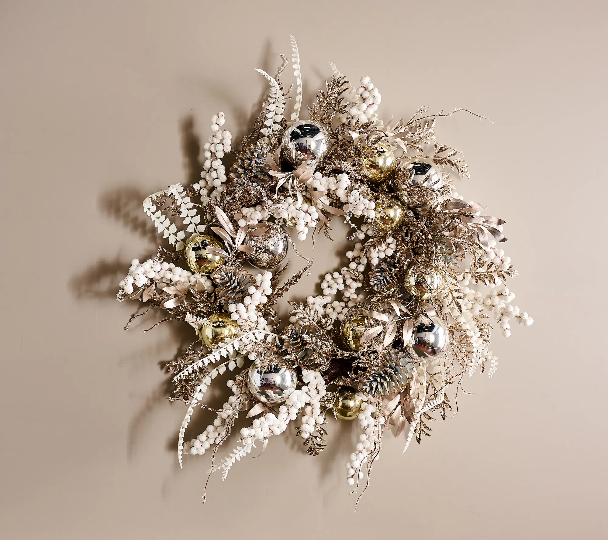 Home Reflections 28" Frosted Metallic Holiday Wreath