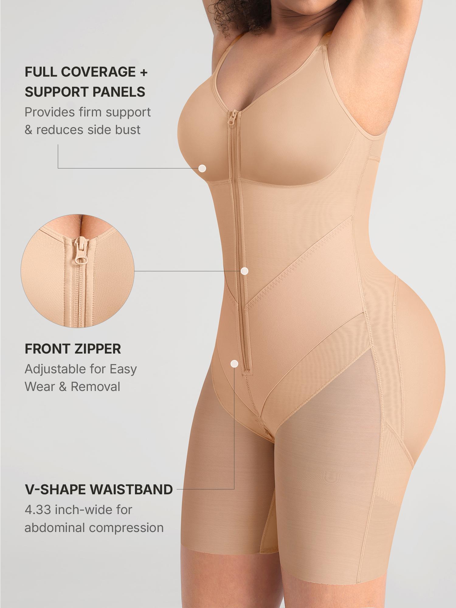 FeelinGirl FeelVibe V-shaped Fajas Colombianas Shapewear Butt Lifter Bodysuit with Zipper Crotch Plus Size Smooth Compression SummerVibes