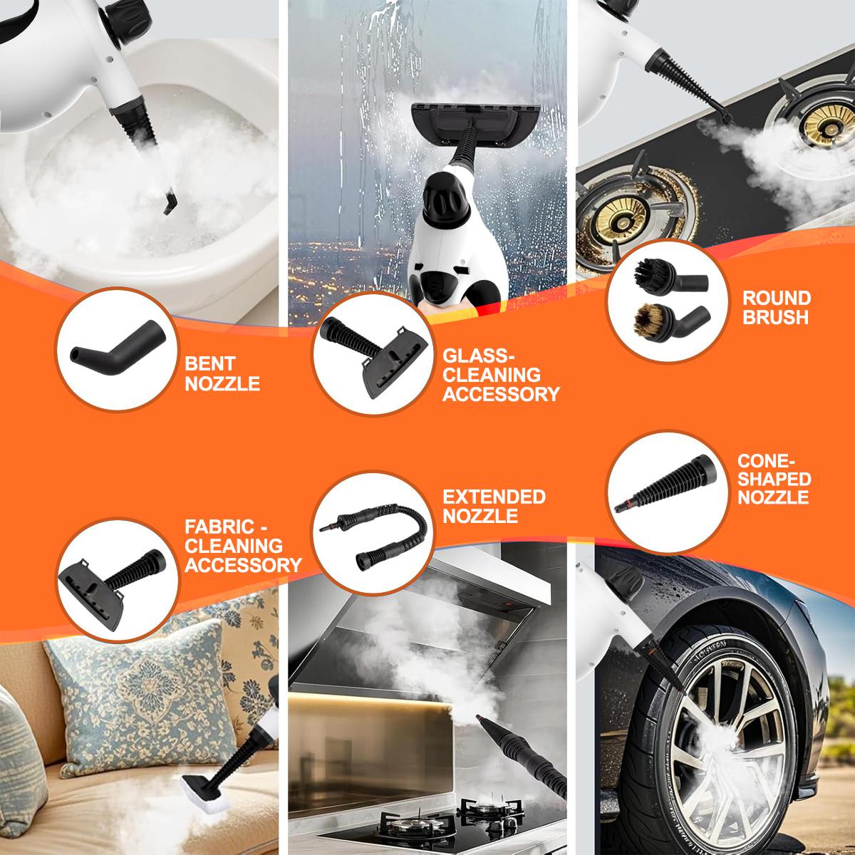 Pressurized Handheld Multi-Surface Steamer Steam Cleaner with 12pc Cleaning Kit Pressurized Handheld Multi-Surface Steamer Steam Cleaner with 12pc Cleaning Kit