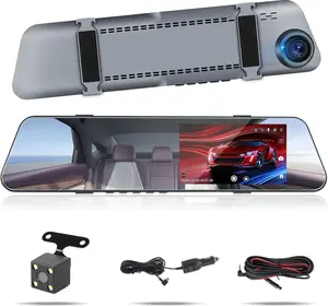 4.7-Inch 720P Dual Recording Dash Cam with Rearview Mirror Design, Reverse Parking Guidelines, Loop Recording & Auto Exposure Adjustment Car Driving Recorder