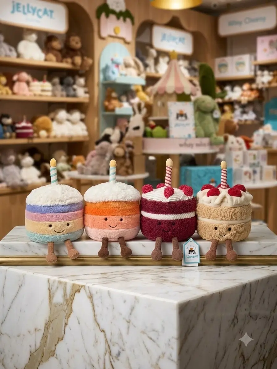 Authentic Jellycat Birthday Cake Collection Plush | Birthday Cake, Cheri Cake, Rainbow Birthday Cake & Jellina Birthday Cake | US Stock | Free Jellycat Gift Bag