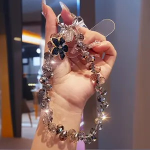 Sparkling Crystal Beaded Phone Wrist Strap - Cell Phone Lanyard Keychain Wristlet Phone Chain - Short Lanyards for Women - Droplet Crystals gifts