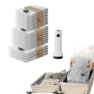 2026 Upgraded X7 Cordless Travel Vacuum Bags with a Rechargeable Air Pump 15-Pack Waterproof & Reusable Bags for Travel & Home Storage, Space-Saving Compression Bags for Carry-On Luggage and Suitcases