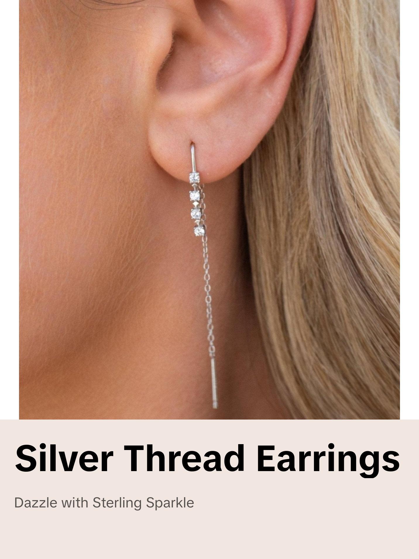 Flora Thread Earrings | Silver