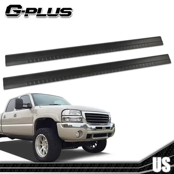 G-PLUS Tough Material Chrome Rocker Panel Cover 1 Set - Trimmable Fit Scratch Guard for 99-06 Chevy/GMC Trucks Silverado Sierra Tahoe Suburban, 01-06 Avalanche Yukon Crew/Ext Models, Drill-Free Adhesive Install, 1 Set Rocker Panels, 2001-2006 Avalanche