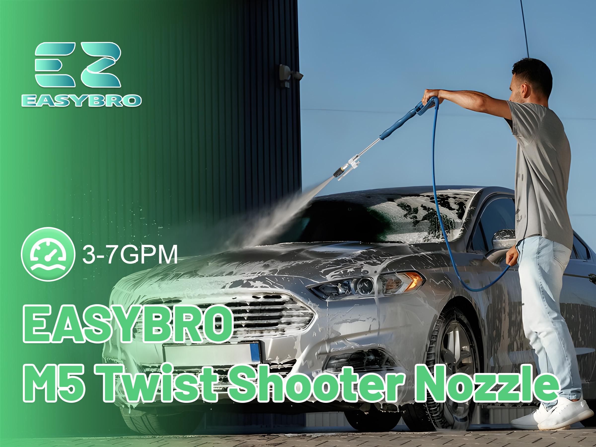 EASYBRO M5 Twist Nozzle for Pressure Washer, Adjustable Long Range Shooter Tip, 3-7 GPM, High Reach Soap Nozzle with 1/4" Quick Connect, Downstream Soft Wash Nozzle EASYBRO M5 Twist Nozzle for Pressure Washer, Adjustable Long Range Shooter Tip, 3-7 GPM, High Reach Soap Nozzle with 1/4" Quick Connect, Downstream Soft Wash Nozzle