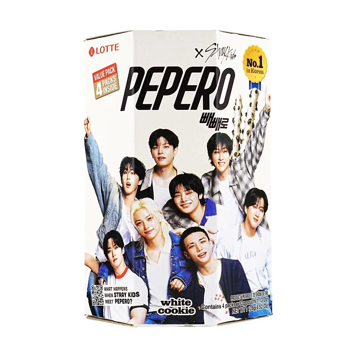 LOTTE Pepero White Chocolate Cookie Stick 128g - Korea Snack, Stray Kids Pick, Bulk Pack【Packaging May Vary】