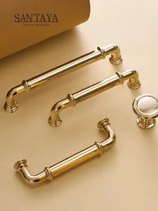 Santaya Solid Brass Kitchen Cabinets Handles PVD Gold Drawer Knob Wardrobe Cabinet Pull Luxury Furniture Hardware Accessories