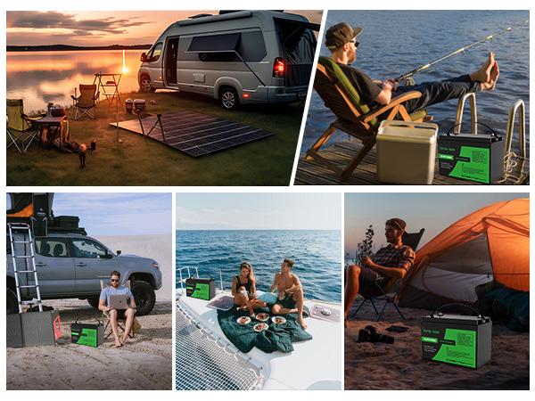 DATOUBOSS Lithium Iron Phosphate Battery 12.8V 100Ah | 8000 - 15000 Cycles RV/Boats/Home Backup Power | Parallel Connections