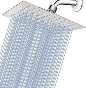 Rain Shower head, 8Inch High Pressure Shower Head Made of 201 Stainless Steel, Relaxed Shower Experience Even at Low Water Flow and Pressure