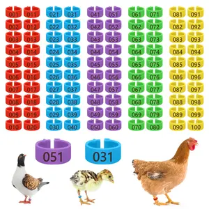 100 Pcs Clip-On Poultry Leg Bands - 0.62 in Diameter, 0.39 in Height, Laser-Etched Numbered Colorful Tags for 0-5 lbs Chickens, Ducks, Geese, Pigeons - Durable Breeding Farm & Pet Supplies, Goose