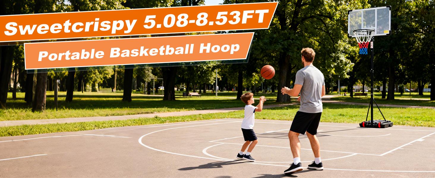 【Gift For Kid】Basketball Hoop Outdoor, 5.08-8.53FT Adjustable Height, Portable Basketball Hoops & Goals for Kids Teens Youth, with Fillable Base Shatterproof Backboard for Backyard Driveway 【Gift For Kid】Basketball Hoop Outdoor, 5.08-8.53FT Adjustable Height, Portable Basketball Hoops & Goals for Kids Teens Youth, with Fillable Base Shatterproof Backboard for Backyard Driveway