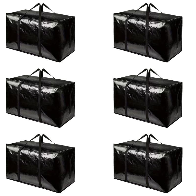 STOWM 6 Counts Heavy-Duty Extra Large Moving Bags Zippered Storage Blue for Clothes Tools Bulky Items Home Office Organization Quality Plastic Secure Space-Savers - Convenience