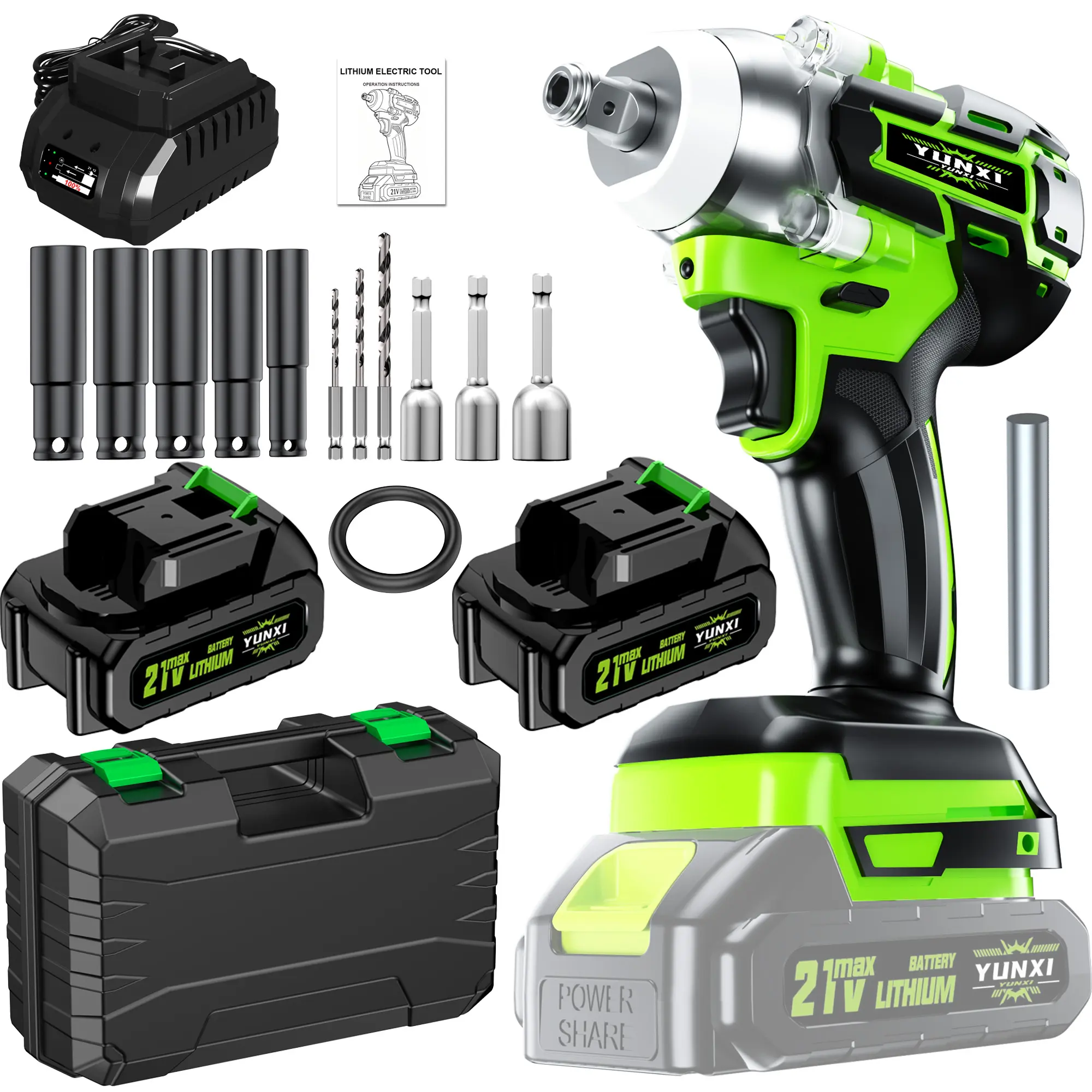 Brushless Cordless Impact Wrench Cordless Drill Set - Industrial-Grade Power Tool, Rechargeable, Lithium-Ion Batteries (Optional), Fast-Charging Charger Included, Lightweight Portable, DIY & Automotive Maintenance Gift, Rechargeable Drill