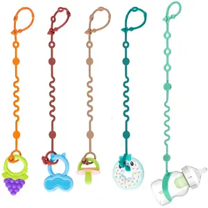 Christmas Gift   5 Pack Silicone Toy Straps for Babies –  Adjustable Sippy Cup & Teether Holder for Stroller, High Chair, Car Seat, Crib – BPA-Free Baby Toy Safety Straps in Multicolor – Pacifier & Bottle Secure Tether