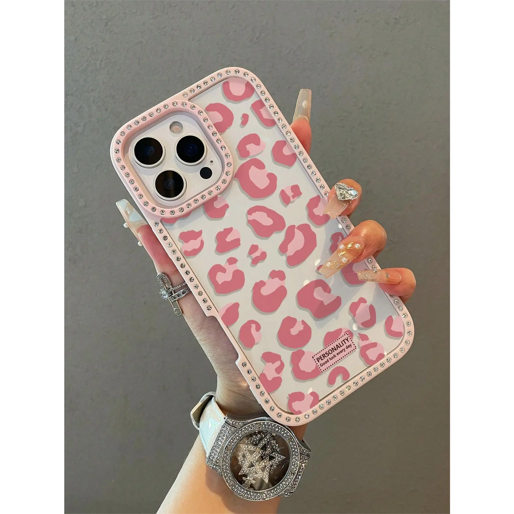 Leopard Print Rhinestone Transparent Shiny TPU Smartphone Case - Luxurious, Soft, Shockproof, Full-Coverage Accessory for iPhone 11/12/13/14/15/16/17 Cellphone/Handheld Devices, Ideal Christmas Gift